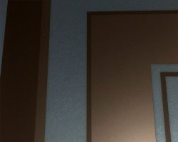 Kombinierte PVC-beschichtete Edelstahloberfläche in Bronze mit matten und reflektierenden Oberflächen